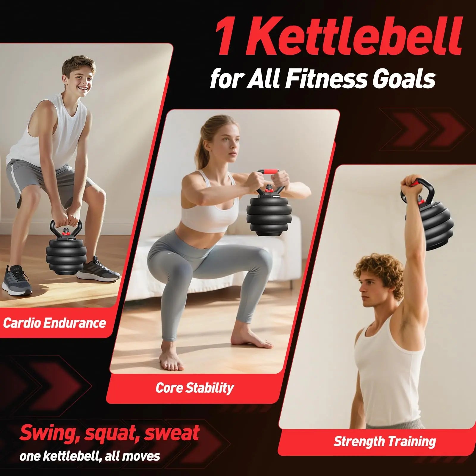 5-in-1 Adjustable Free Weights Set – Dumbbells, Barbell, Kettlebell & Push-Up Stand (20–90LB)