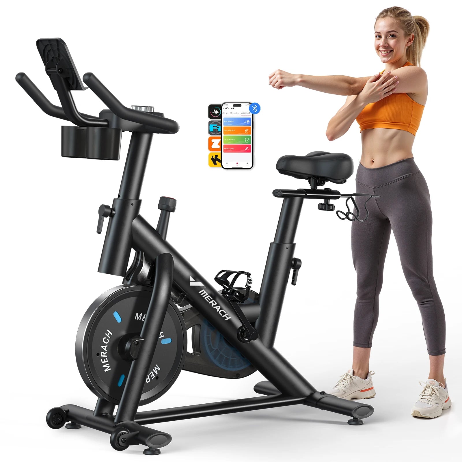 Magnetic Exercise Bike Low Noise Indoor Cycling with Fitness App Courses