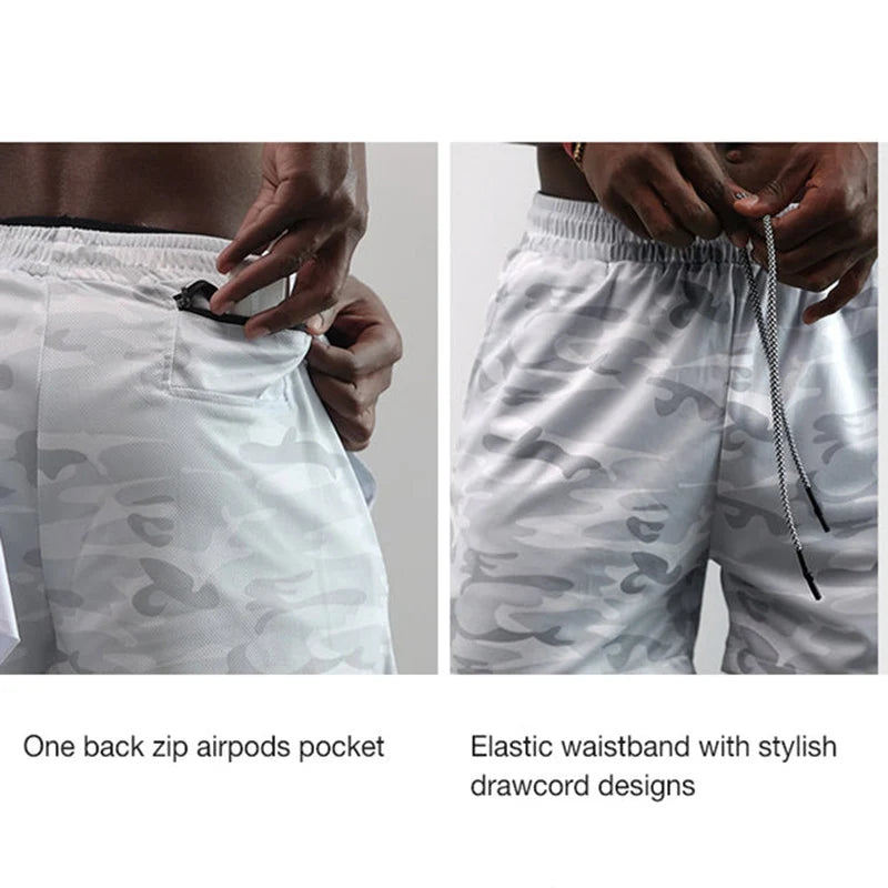 Men’s 2-in-1 Running Shorts Compression Gym Workout Phone Pocket Activewear