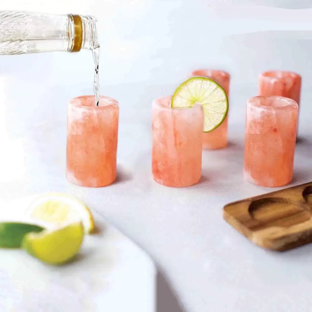 Himalayan Pink Salt Shot Glasses Set of 6 Natural Tequila Glasses