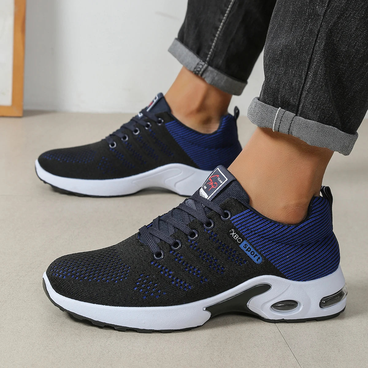 Men’s Breathable Lace-Up Running Sneakers Non-Slip Pillow Comfort Shoes
