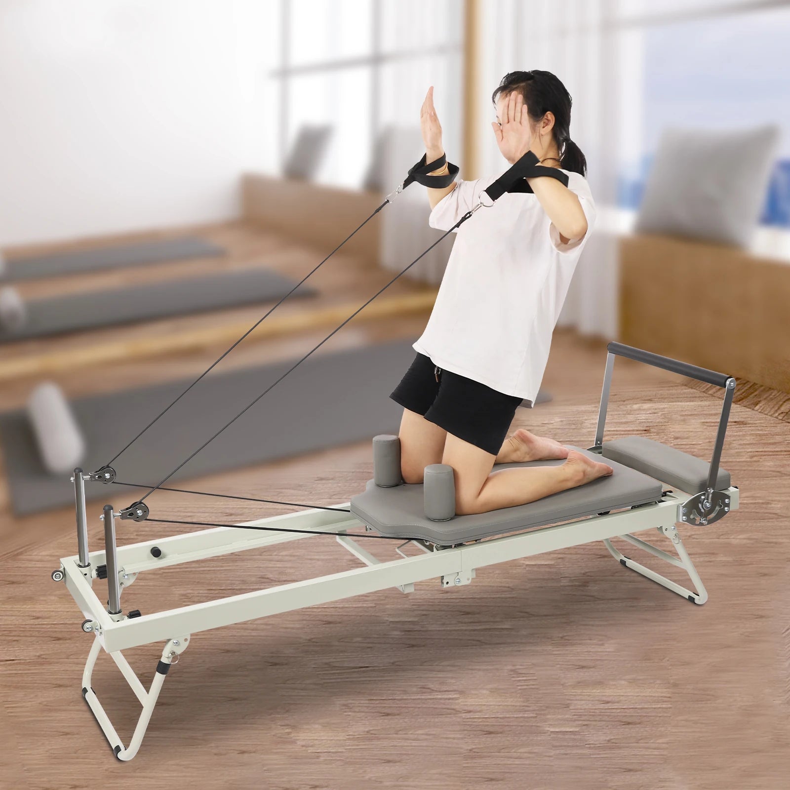 Foldable Pilates Reformer Machine – Home Pilates Equipment with Dual Resistance (Springs & Cords)