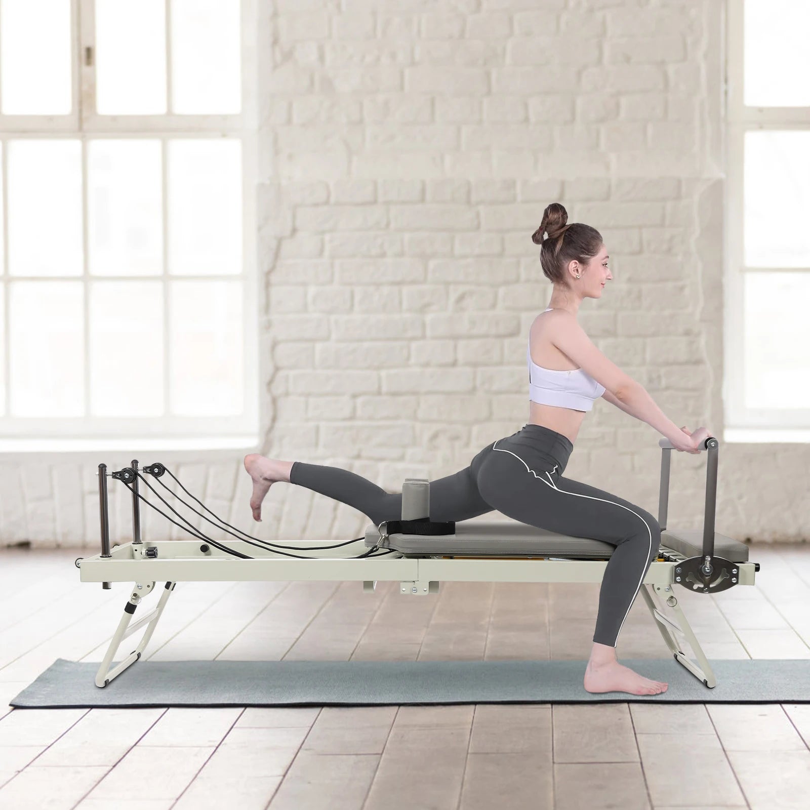 Foldable Pilates Reformer Machine – Home Pilates Equipment with Dual Resistance (Springs & Cords)