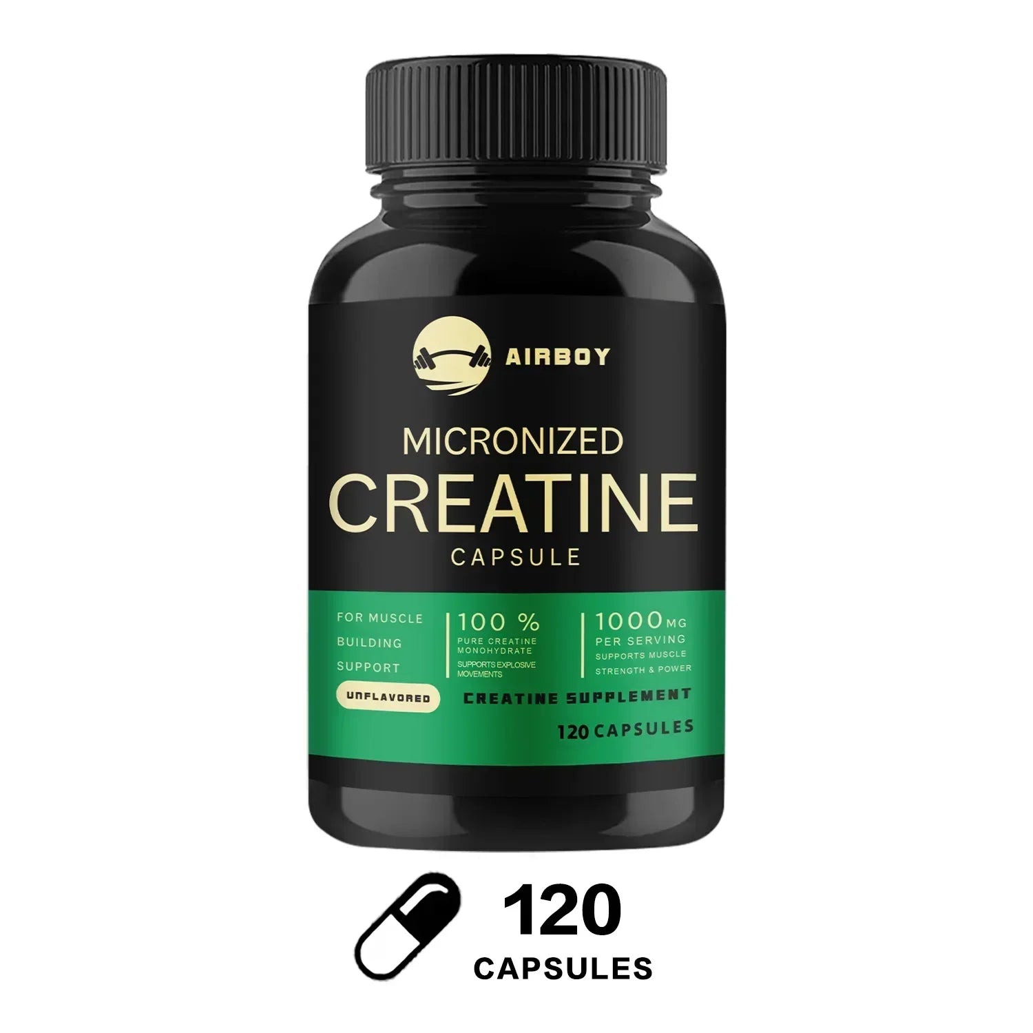 Creatine Monohydrate Capsules Strength Muscle Performance Supplement