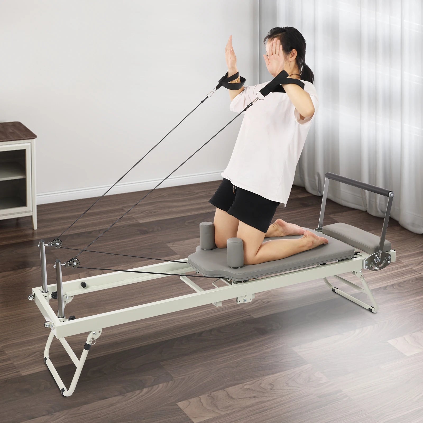Foldable Pilates Reformer Machine – Home Pilates Equipment with Dual Resistance (Springs & Cords)