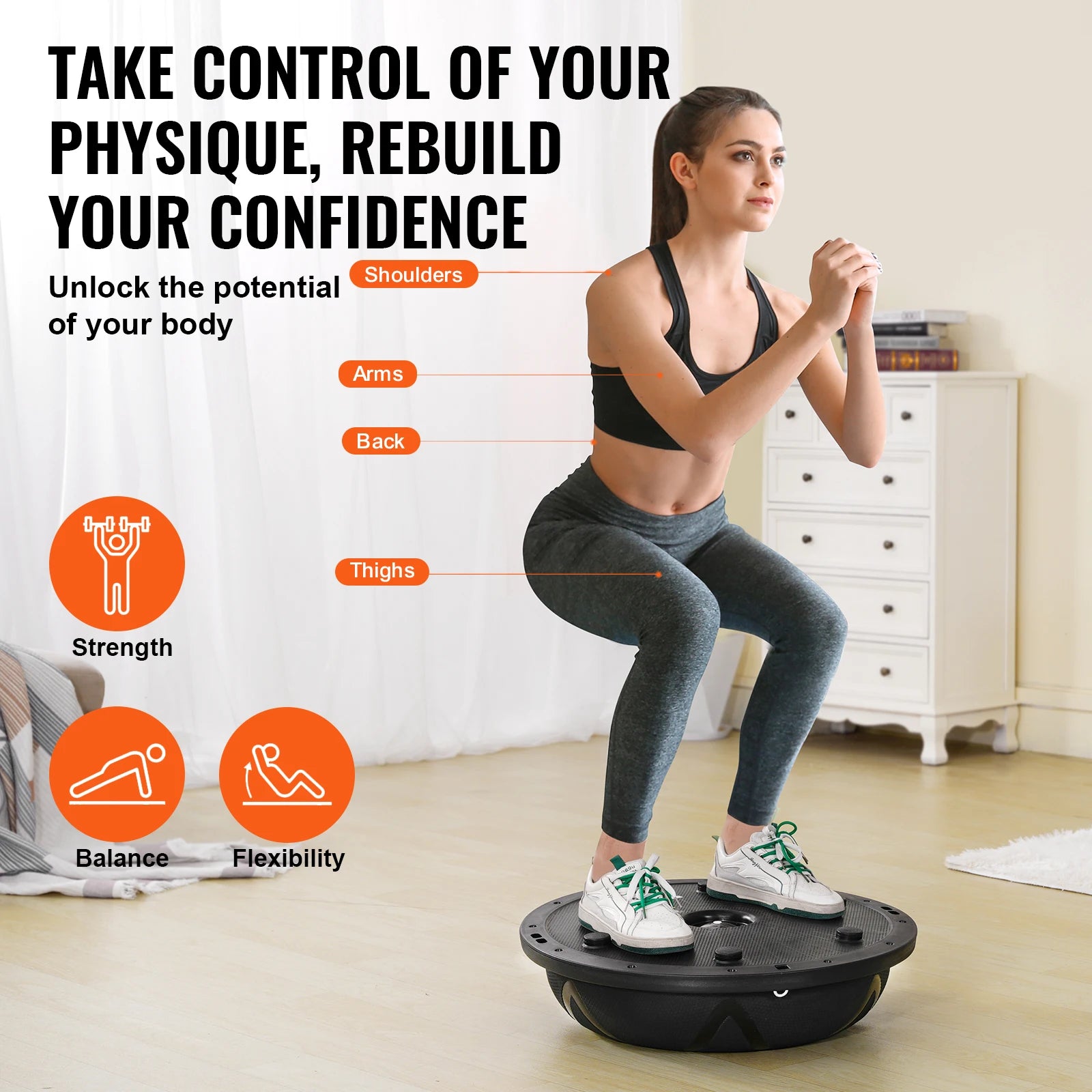 23in Half Exercise Balance Ball Trainer 660lbs Stability Yoga Equipment