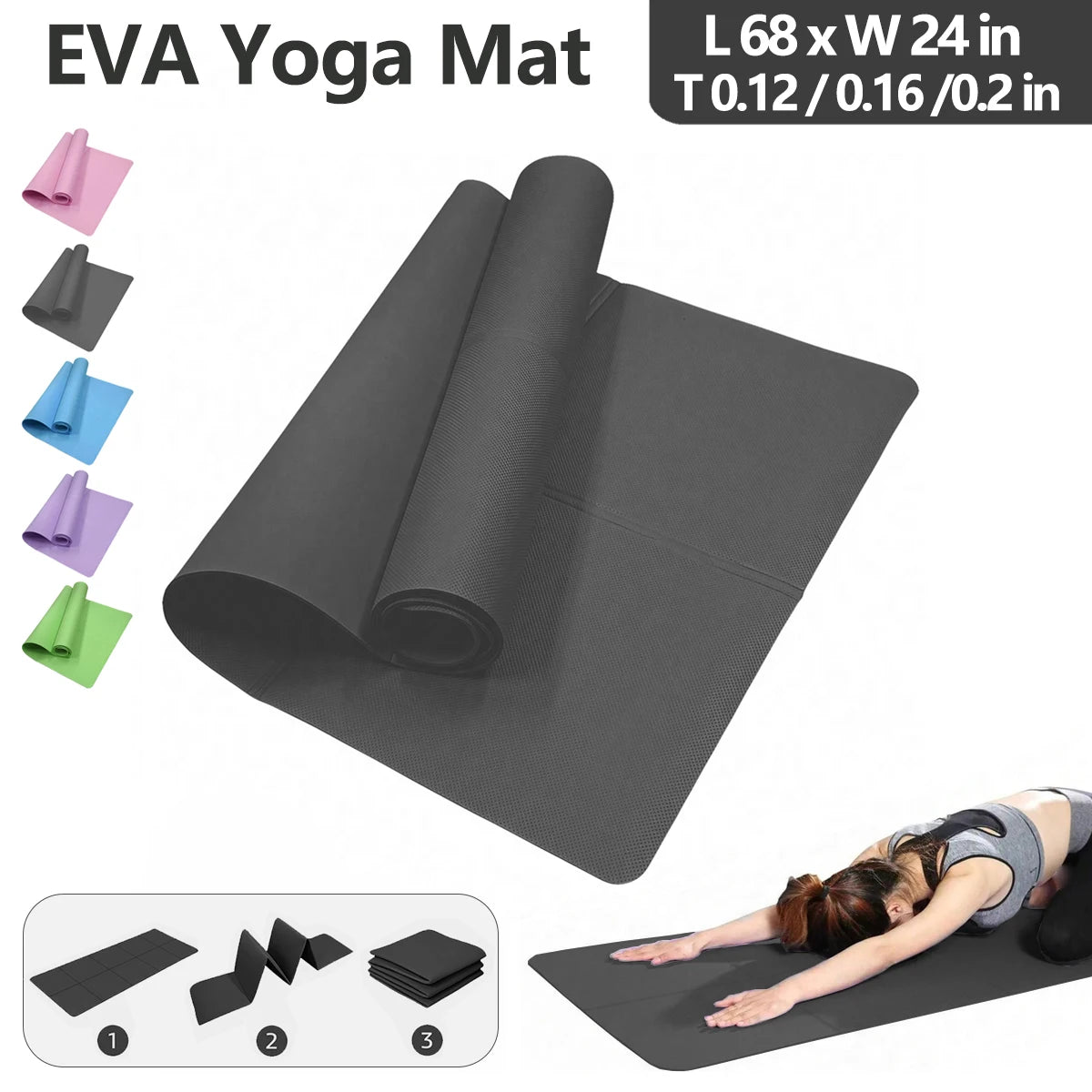 Foldable Eco-Friendly EVA Yoga Mat Travel Pilates Fitness Exercise Mat