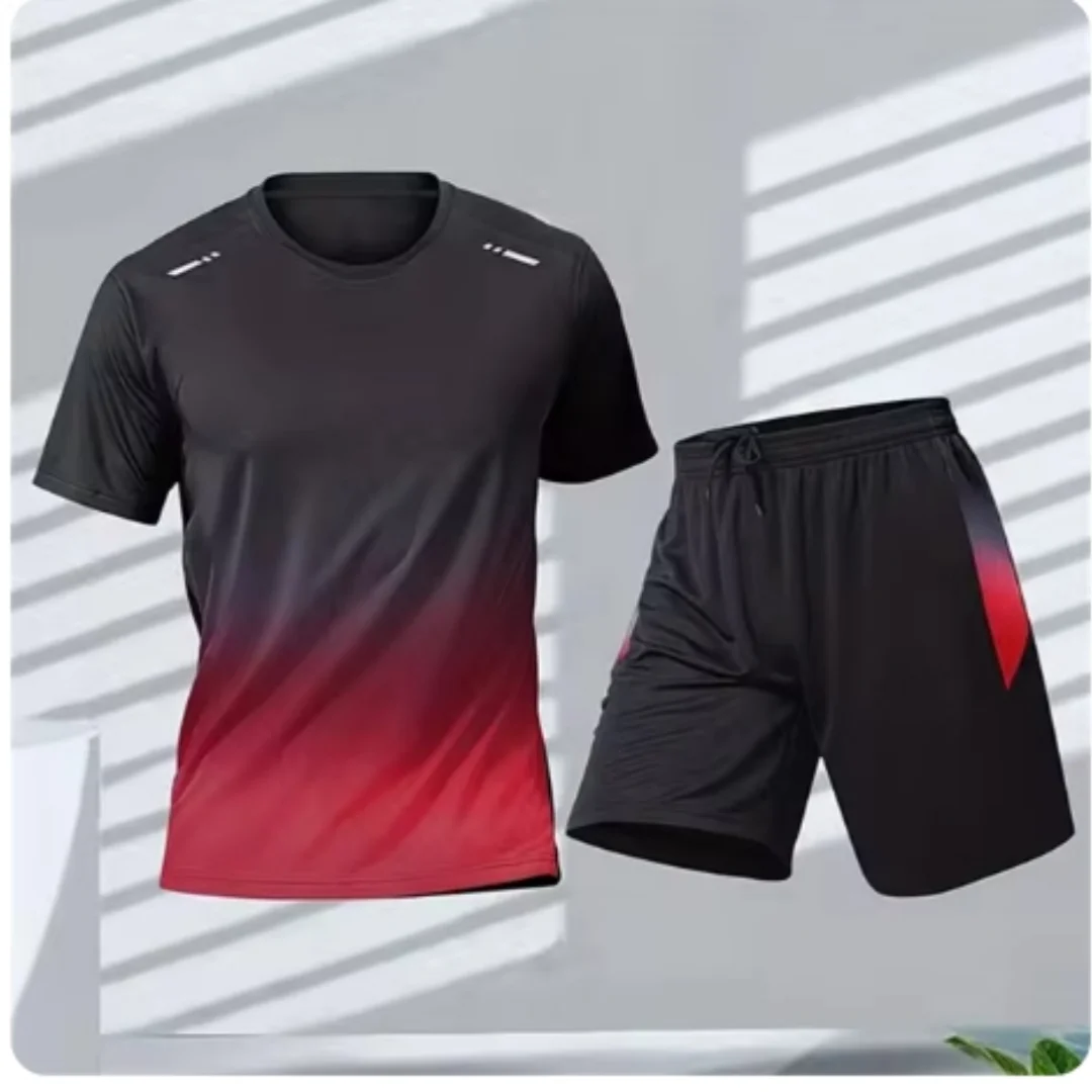 Men’s Summer Running Two-Piece Set Quick-Dry T-Shirt & Shorts Sportswear