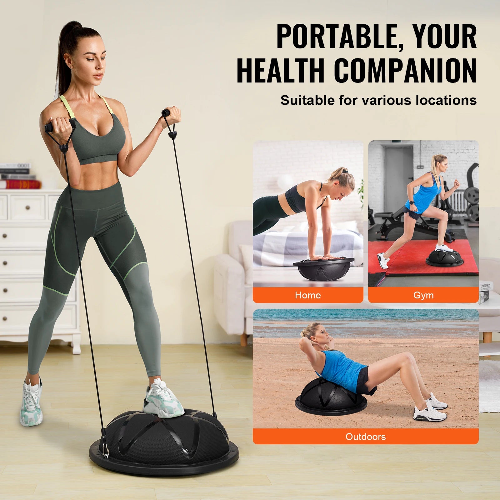 23in Half Exercise Balance Ball Trainer 660lbs Stability Yoga Equipment