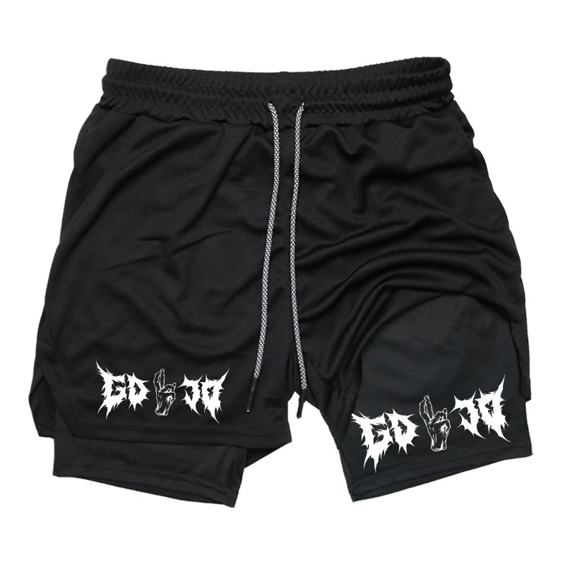 Men’s 2-in-1 Running Shorts Compression Gym Workout Phone Pocket Activewear