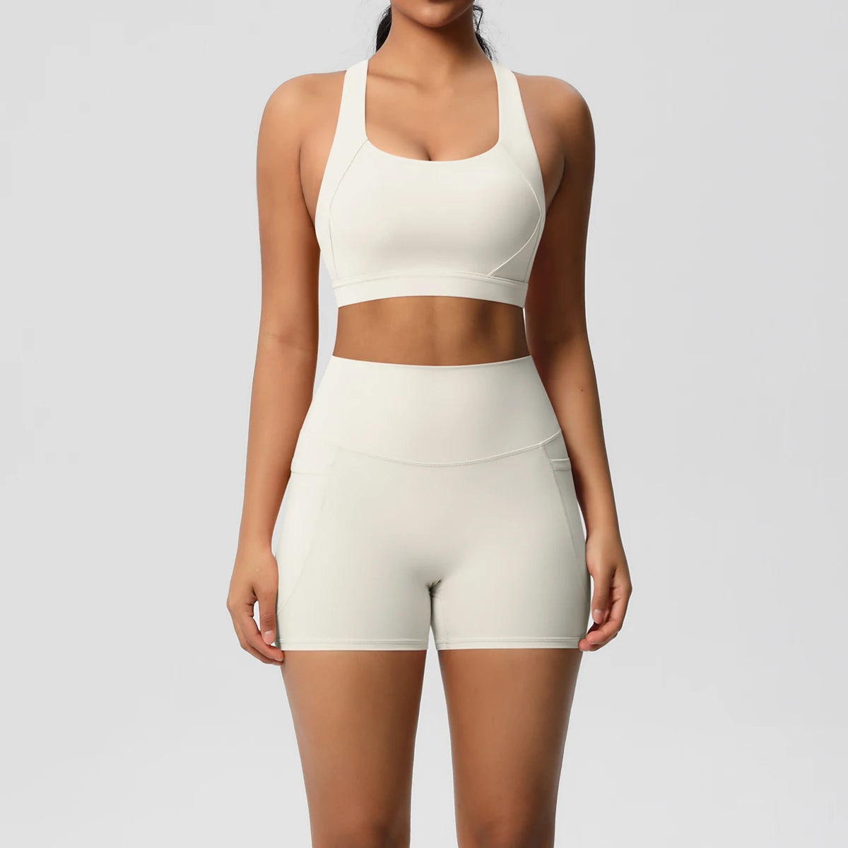 2PCS Women’s Yoga Set with Pocket Sports Bra & High Waist Leggings