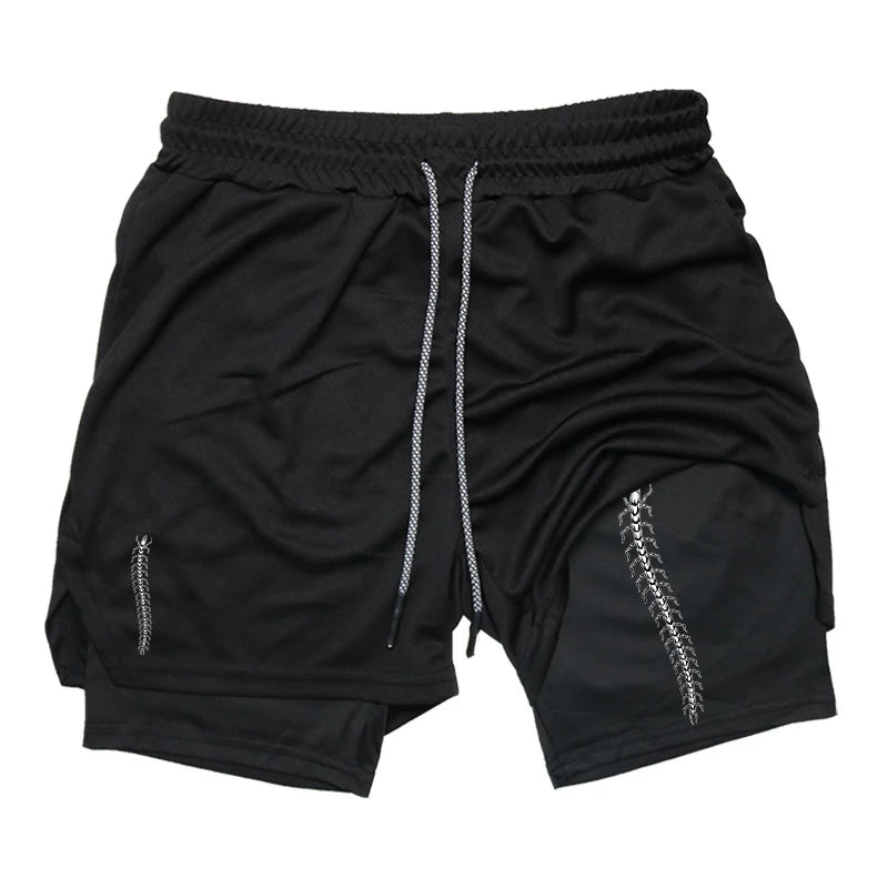 Men’s 2-in-1 Running Shorts Compression Gym Workout Phone Pocket Activewear