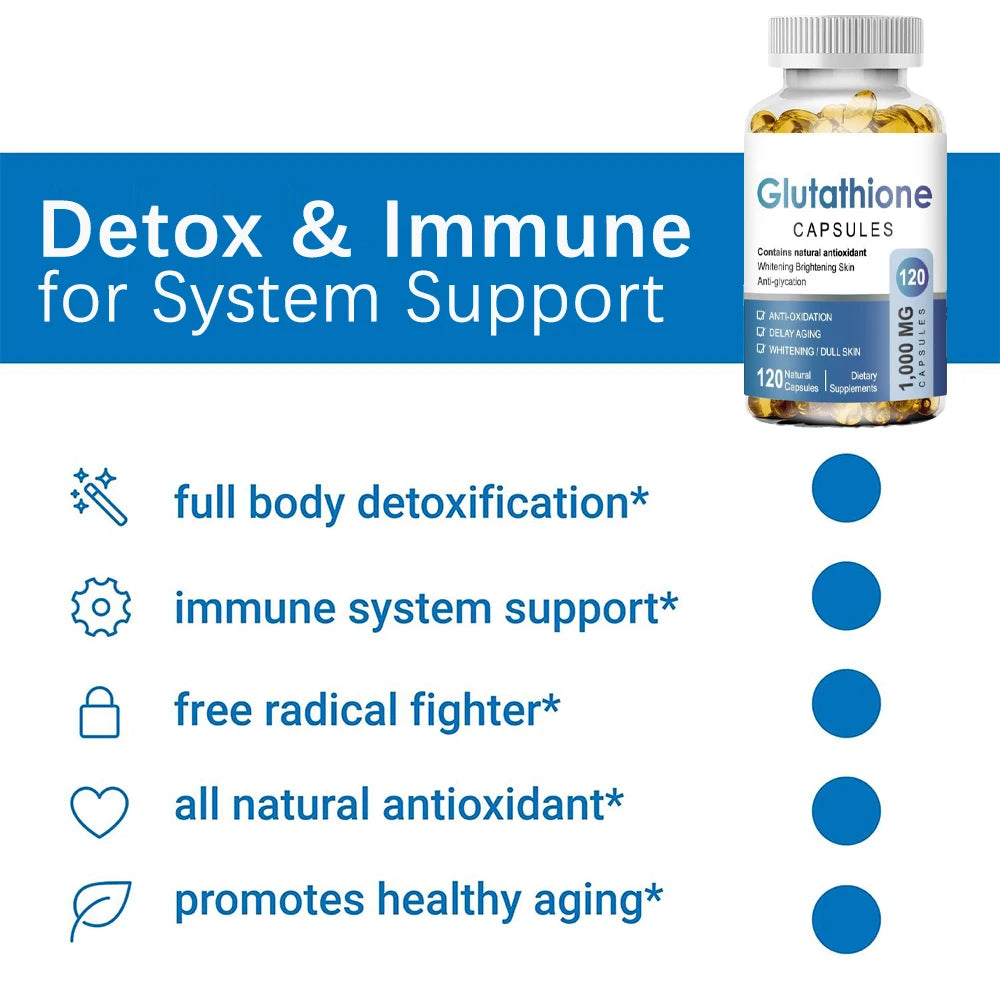 Glutathione 1000mg Antioxidant Liver Brain Support Supplement Capsules