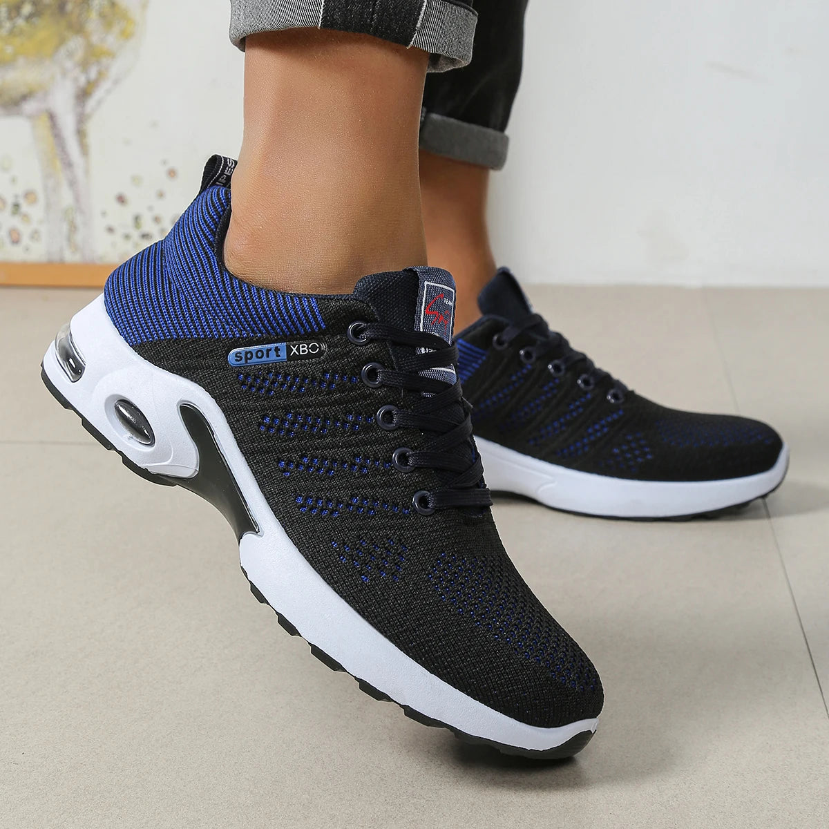 Men’s Breathable Lace-Up Running Sneakers Non-Slip Pillow Comfort Shoes