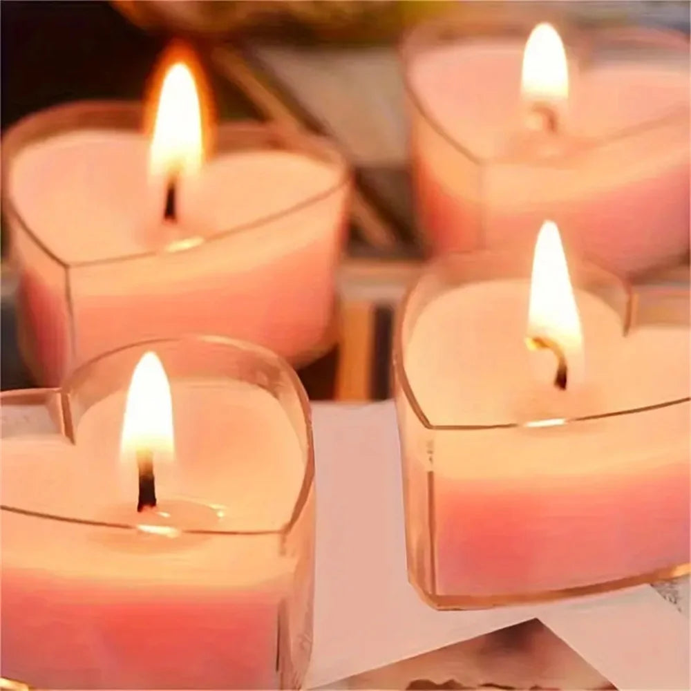 9pcs Heart-Shaped Scented Tea Light Candles Romantic Gift Set Decor