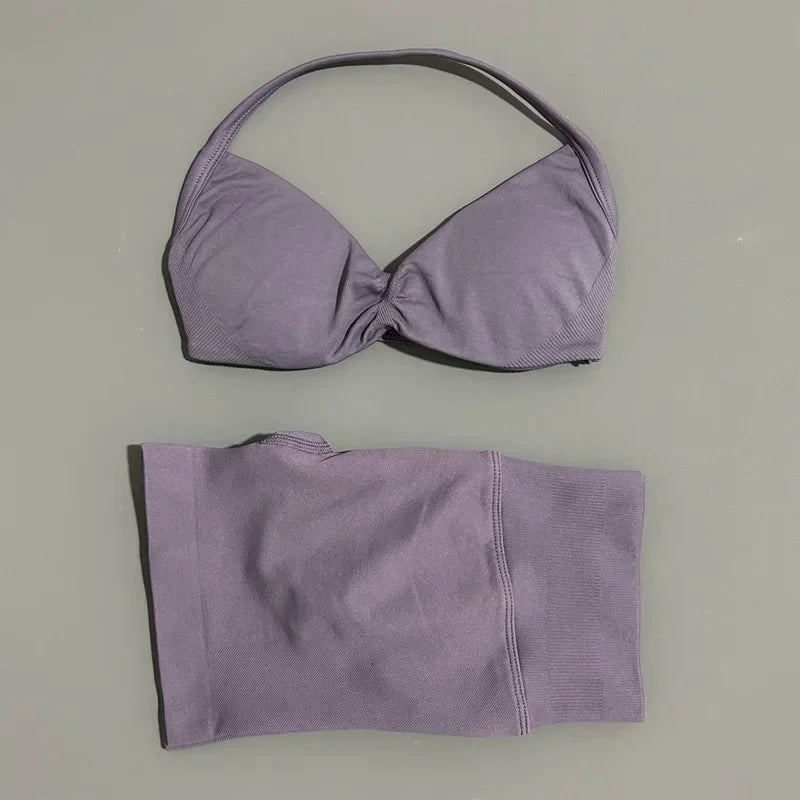 Women’s 2-Piece Yoga Set Strappy Sports Bra & High Waist Shorts Activewear