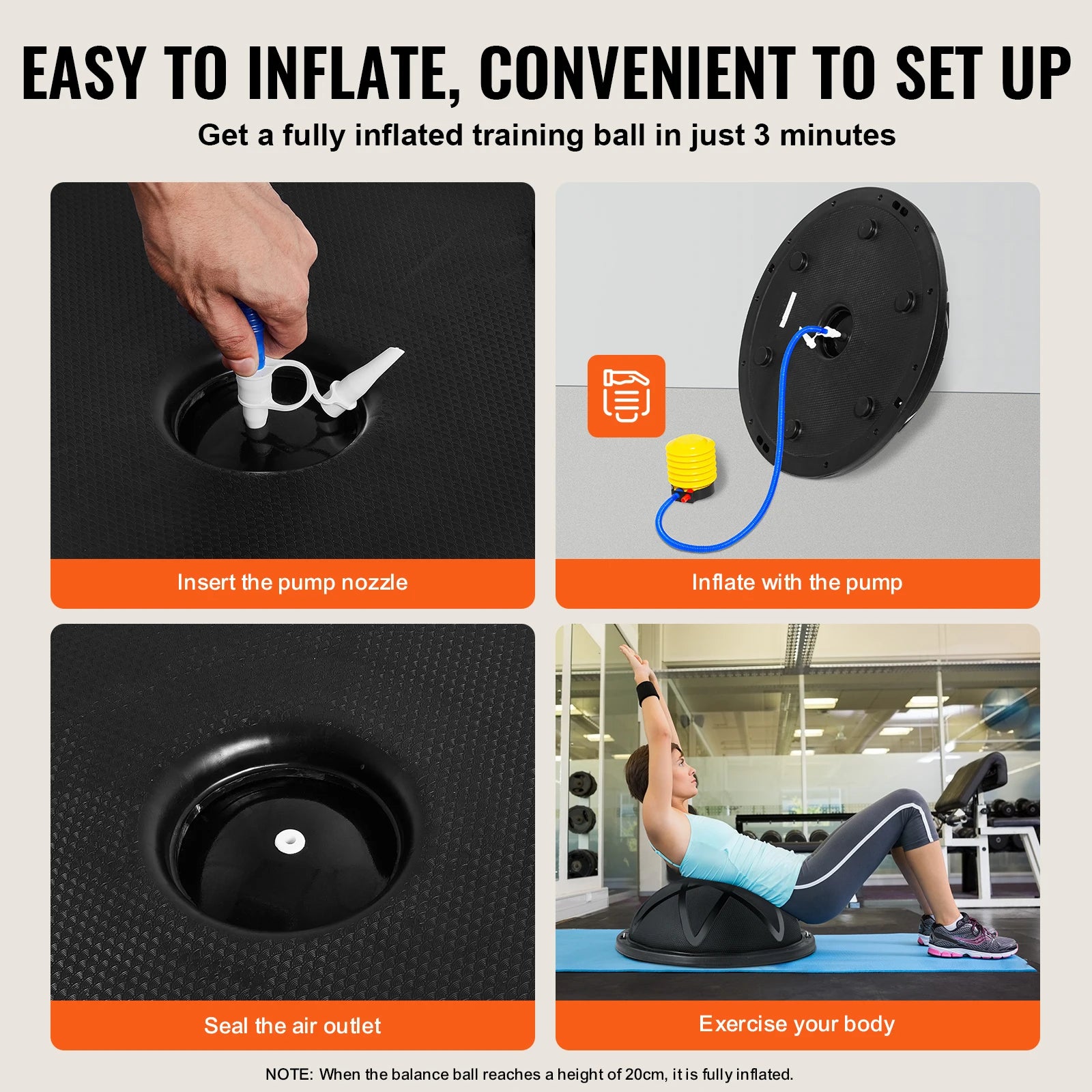 23in Half Exercise Balance Ball Trainer 660lbs Stability Yoga Equipment