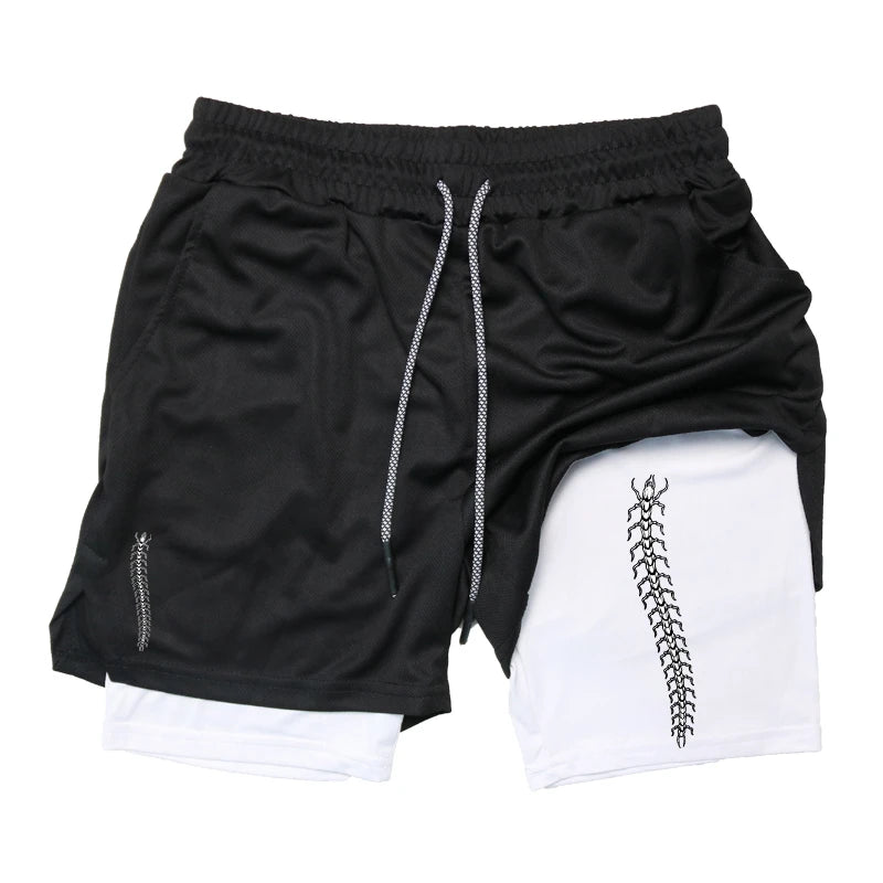 Men’s 2-in-1 Running Shorts Compression Gym Workout Phone Pocket Activewear