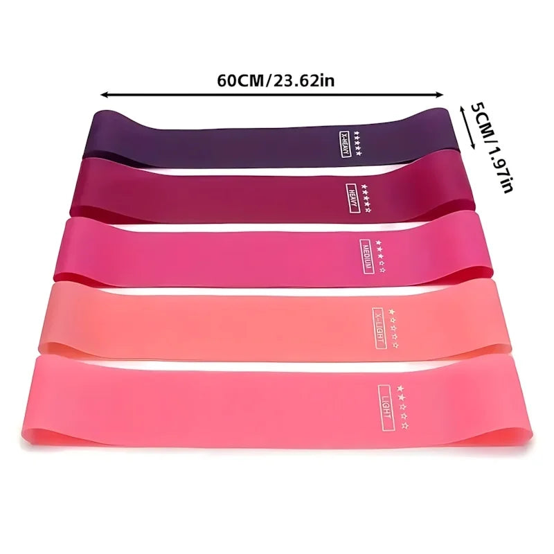 5-Piece Latex Resistance Bands Loop Set for Strength Training Home Travel