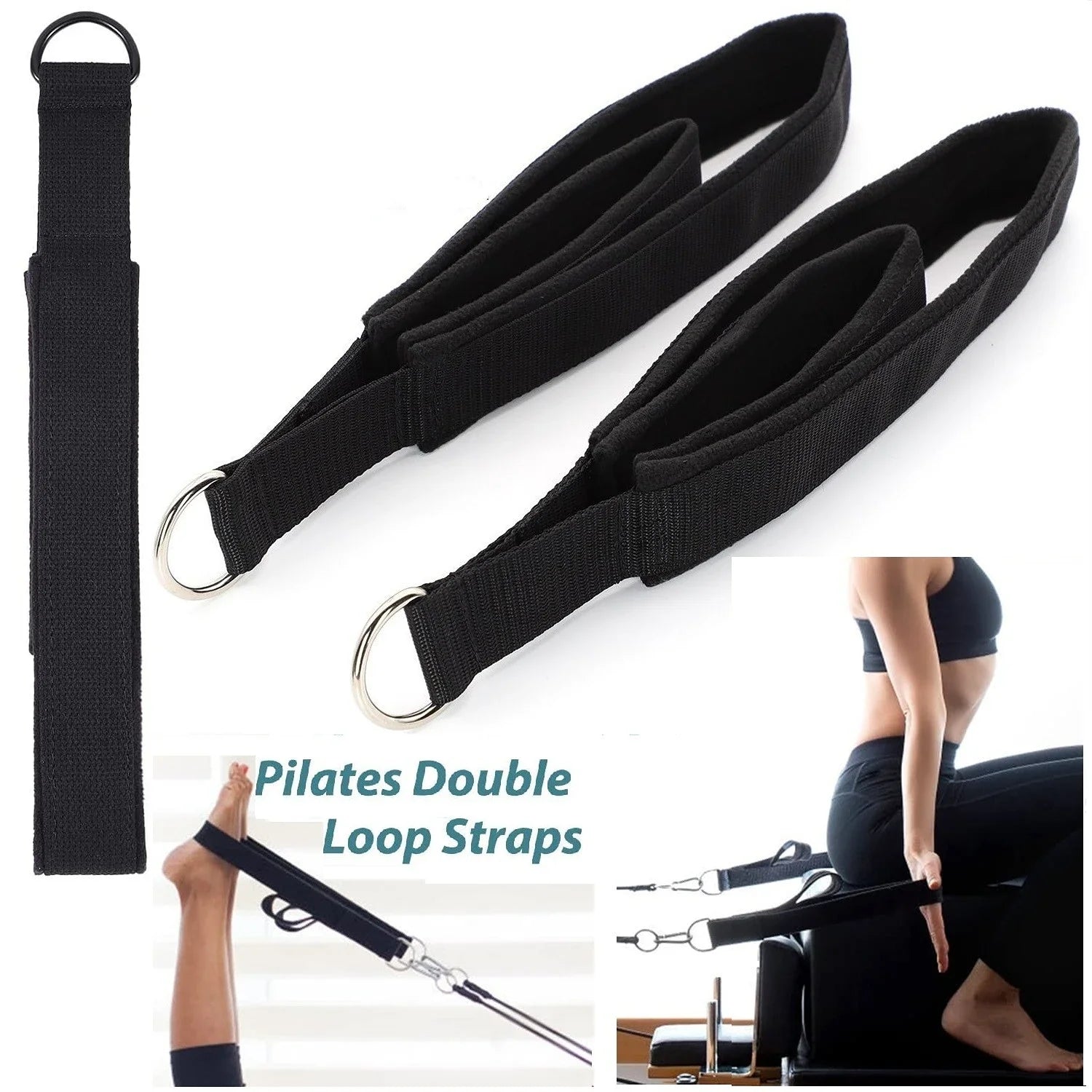 Double Ring Elastic Pilates Stretch Strap Resistance Band Ankle Trainer