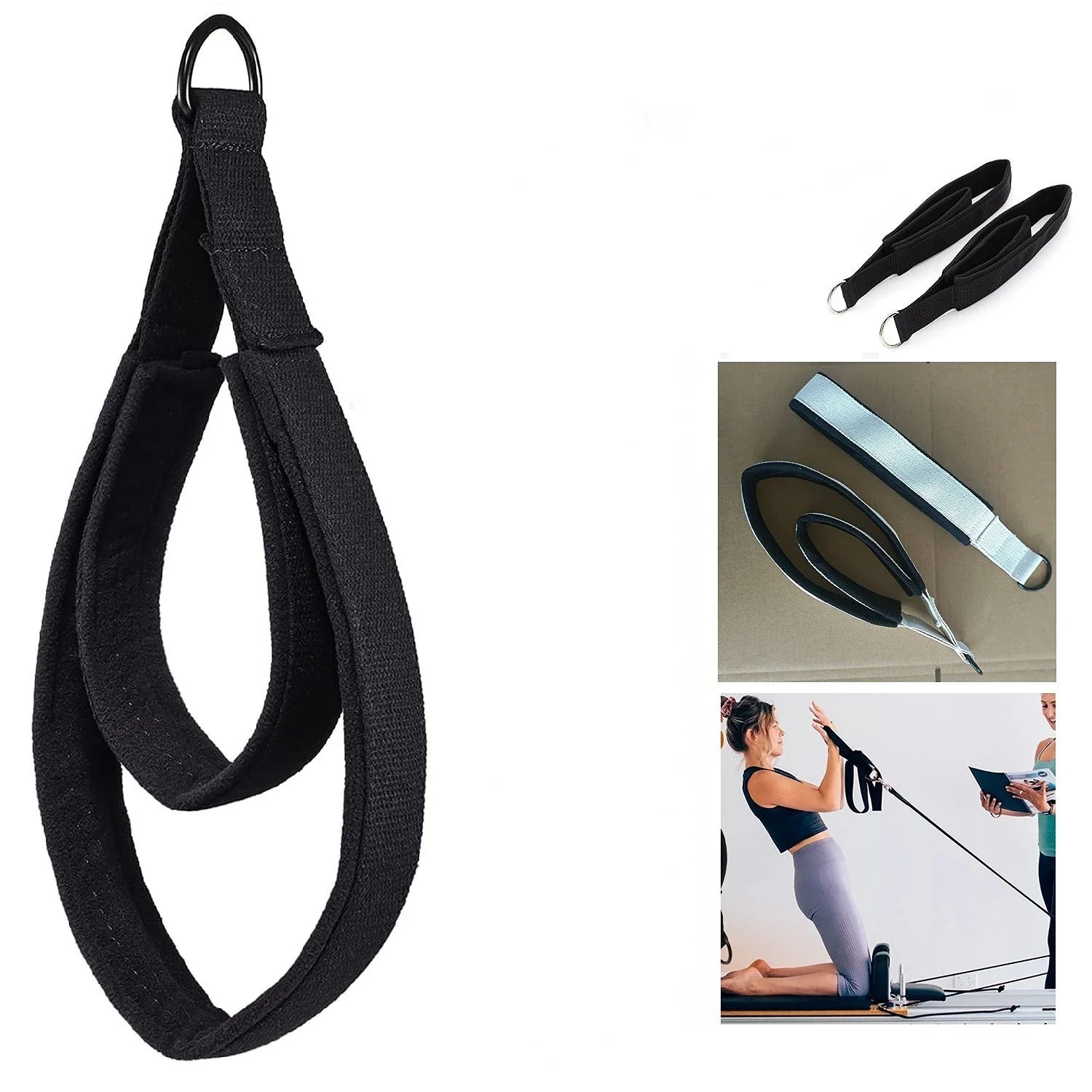 Double Ring Elastic Pilates Stretch Strap Resistance Band Ankle Trainer