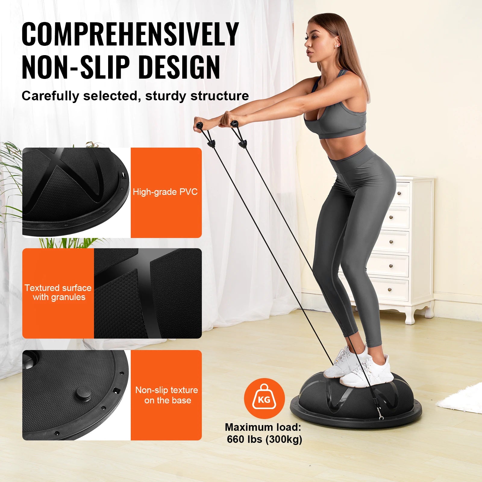 23in Half Exercise Balance Ball Trainer 660lbs Stability Yoga Equipment