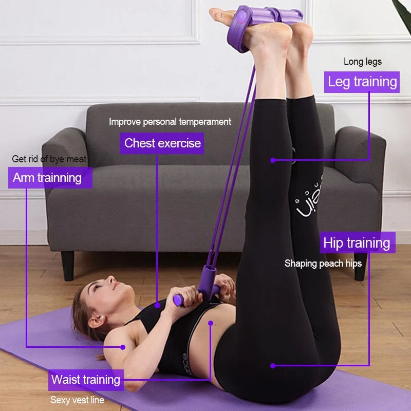 6-Tube Multifunction Resistance Rope Yoga Pedal Puller Fitness Trainer