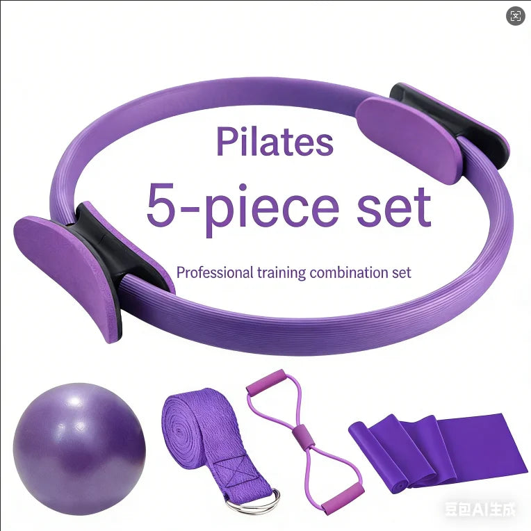 5-Piece Pilates Resistance Rings Yoga Fitness Elastic Training Set