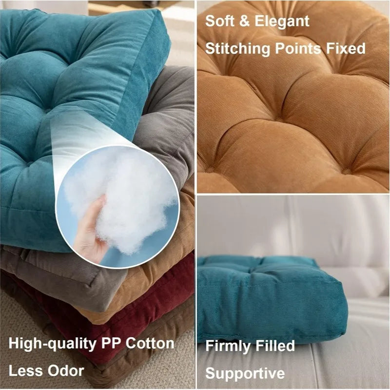 Square Floor Pillow Cushion Meditation Yoga Seating Thick Tufted Mat Pad