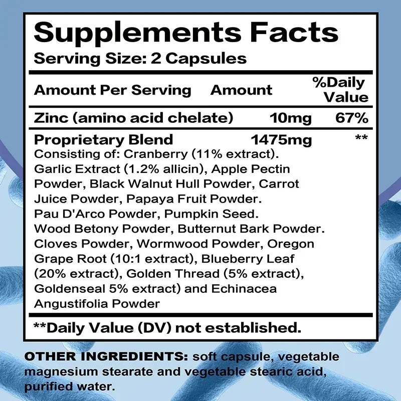 Parasite Blast Detox Complex Intestinal Cleanse Immune Support Supplement