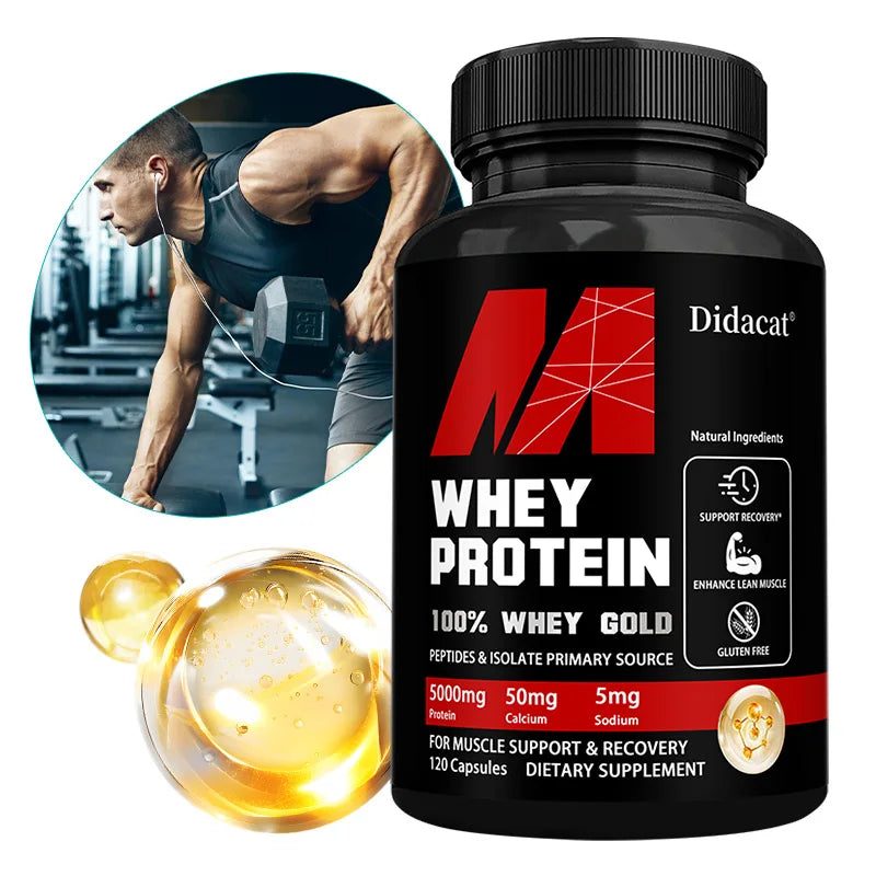 Whey Protein Capsules 5000mg Muscle Recovery Immunity Support Supplement
