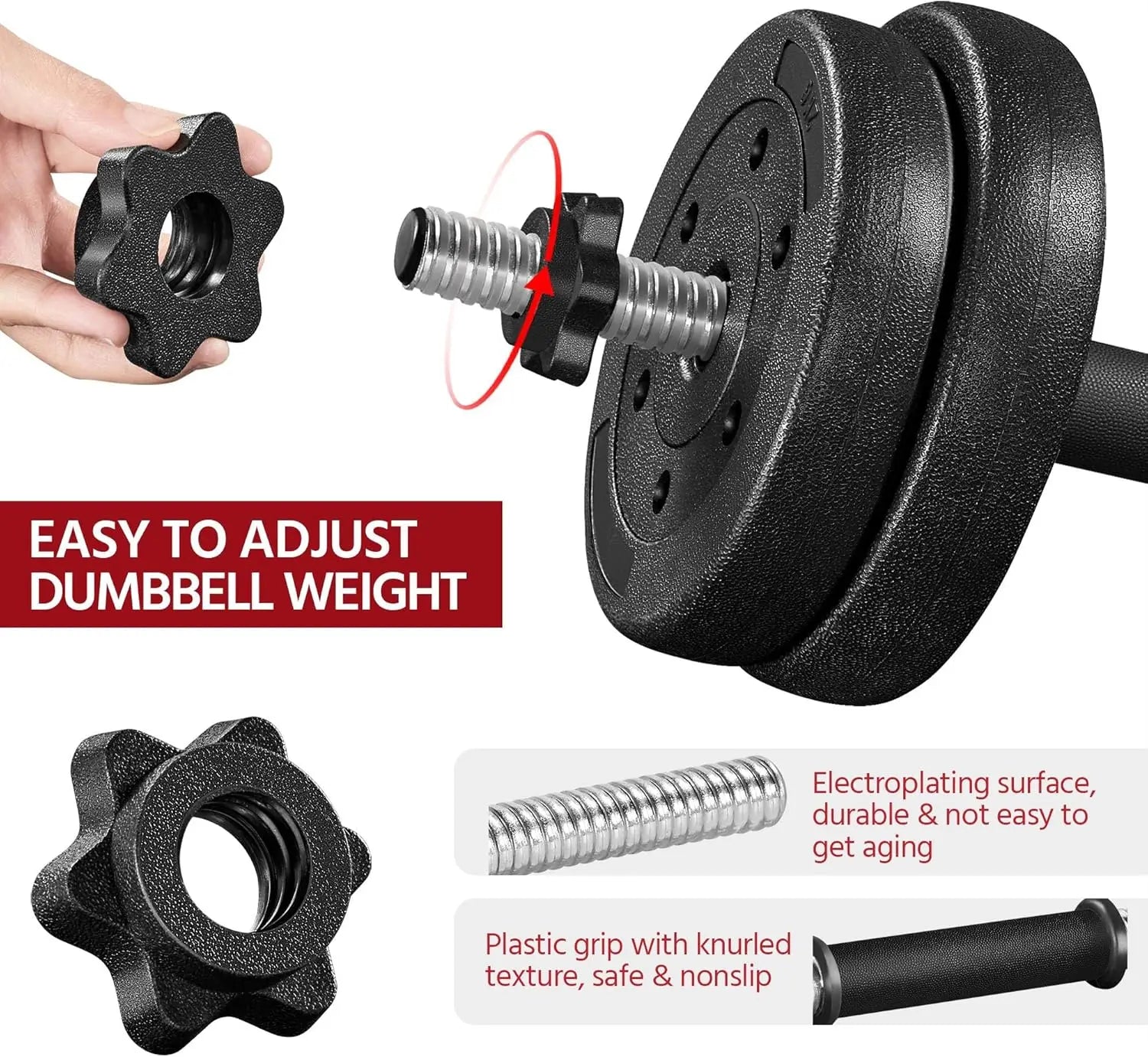 Adjustable Dumbbell Weight Set Yaheetech Fitness Exercise Home Equipment