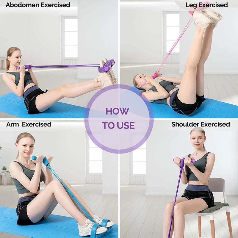 6-Tube Multifunction Resistance Rope Yoga Pedal Puller Fitness Trainer