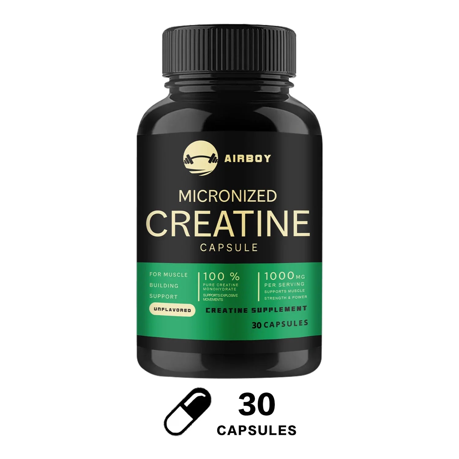 Creatine Monohydrate Capsules Strength Muscle Performance Supplement