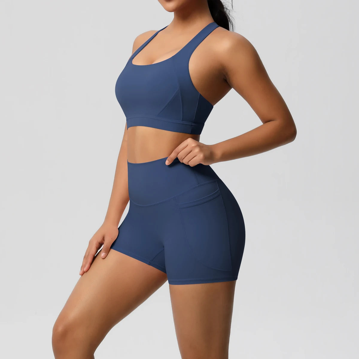 2PCS Women’s Yoga Set with Pocket Sports Bra & High Waist Leggings