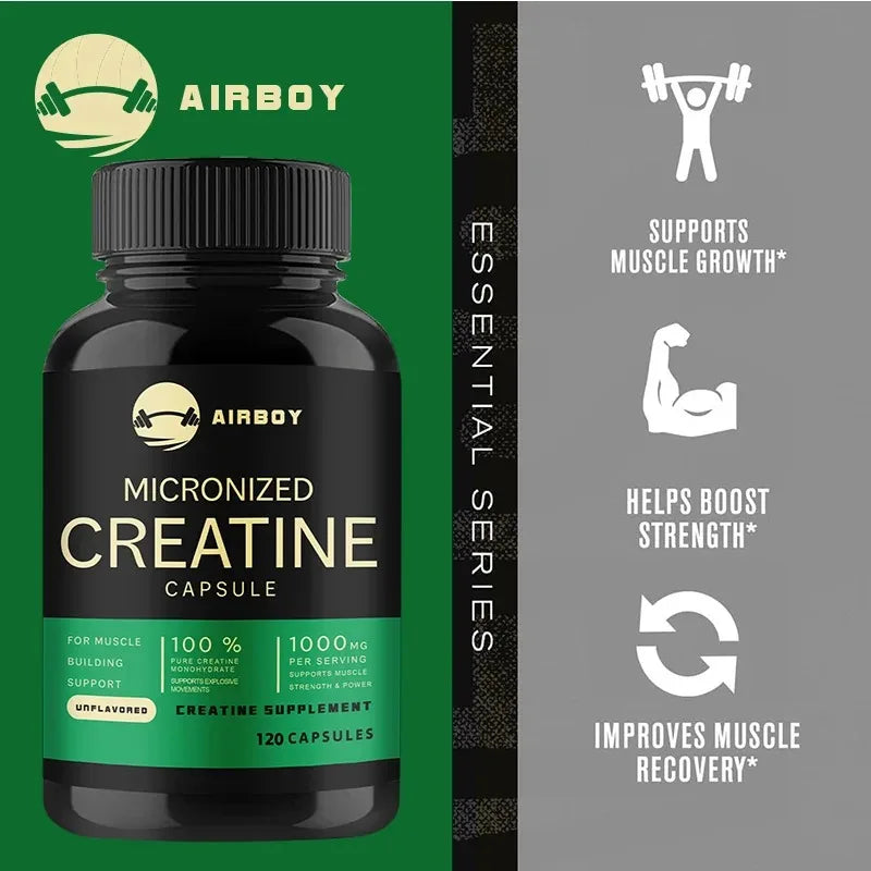 Creatine Monohydrate Capsules Strength Muscle Performance Supplement