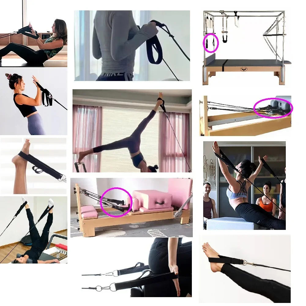 Double Ring Elastic Pilates Stretch Strap Resistance Band Ankle Trainer