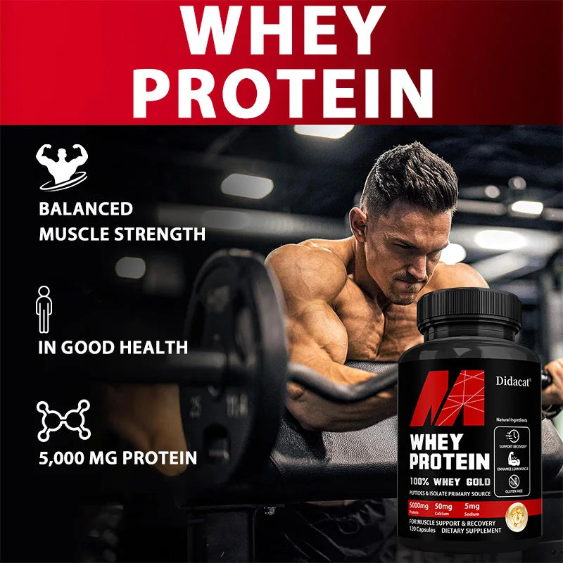 Whey Protein Capsules 5000mg Muscle Recovery Immunity Support Supplement