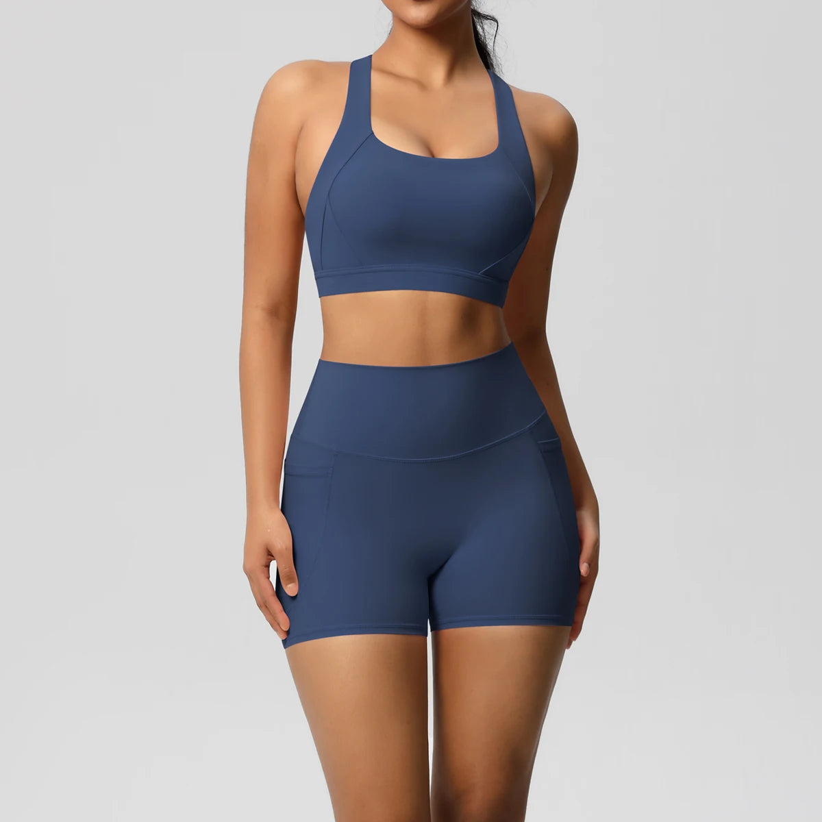 2PCS Women’s Yoga Set with Pocket Sports Bra & High Waist Leggings