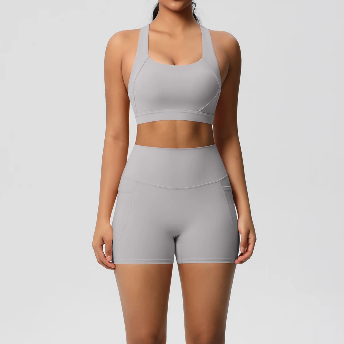 2PCS Women’s Yoga Set with Pocket Sports Bra & High Waist Leggings