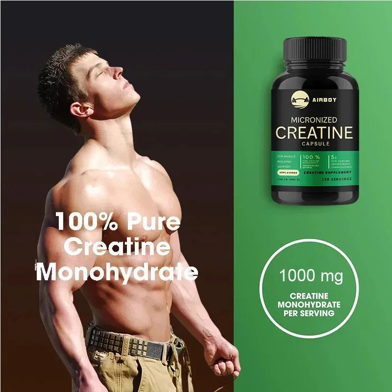 Creatine Monohydrate Capsules Strength Muscle Performance Supplement