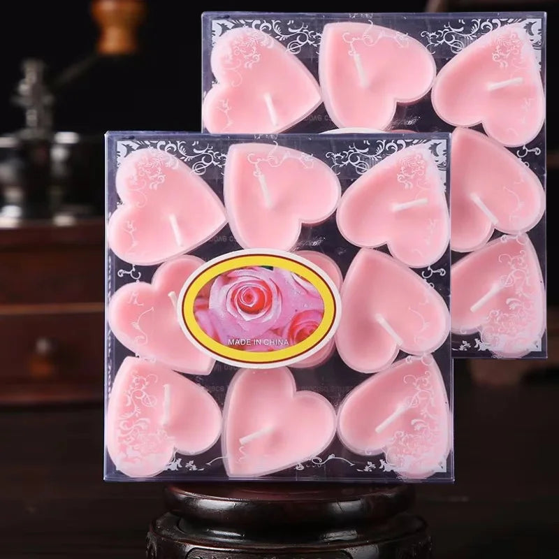 9pcs Heart-Shaped Scented Tea Light Candles Romantic Gift Set Decor