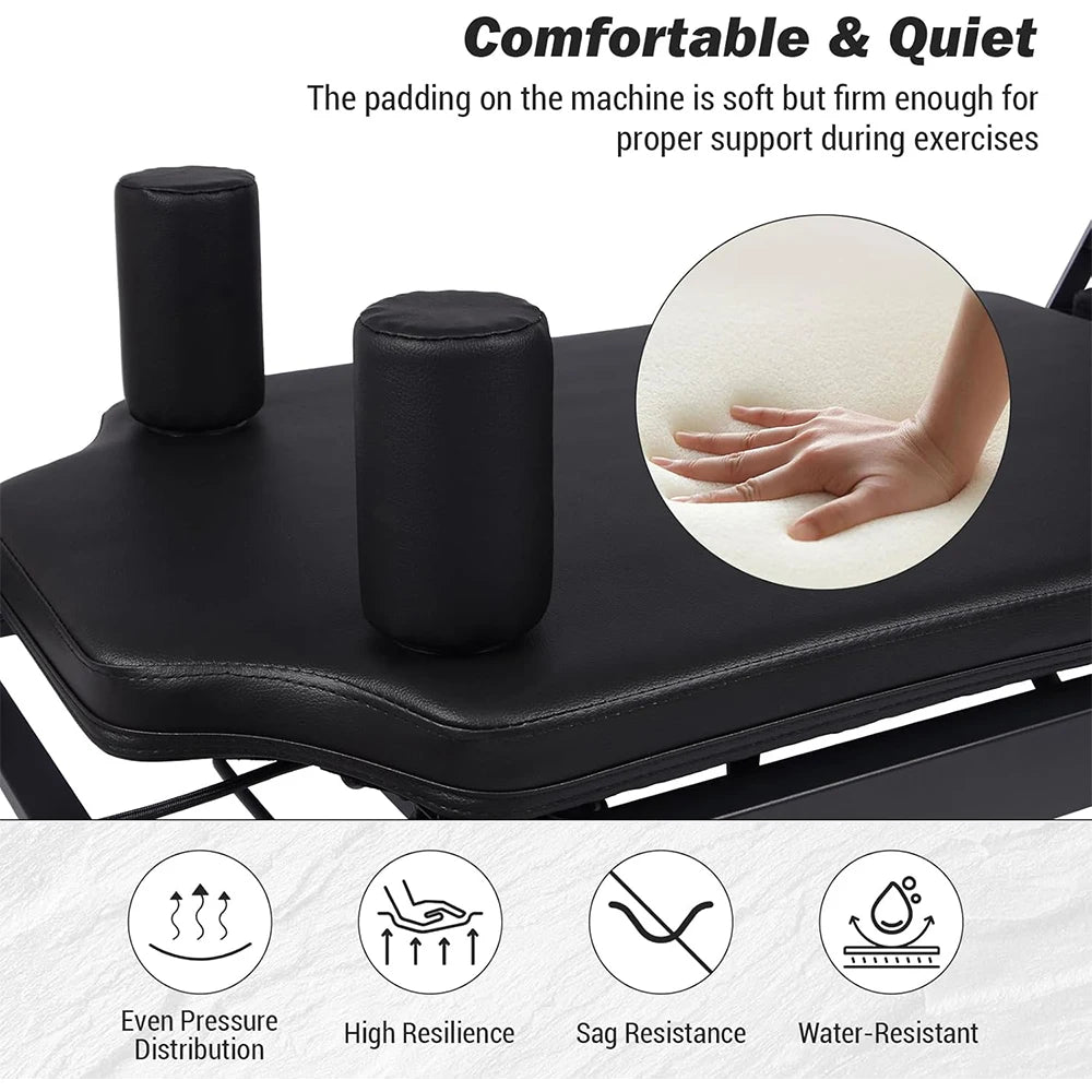 Foldable Pilates Reformer Machine Adjustable Heights Jump Board Home Equipment