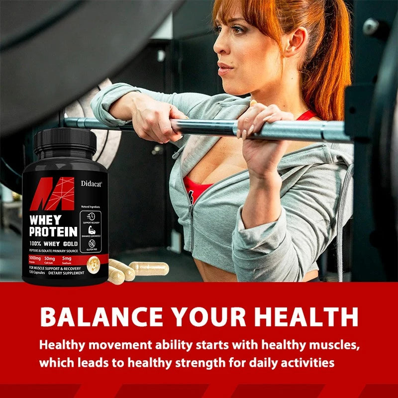 Whey Protein Capsules 5000mg Muscle Recovery Immunity Support Supplement