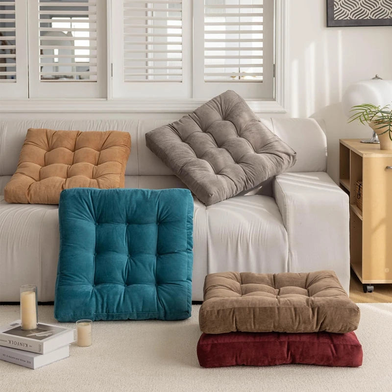 Square Floor Pillow Cushion Meditation Yoga Seating Thick Tufted Mat Pad