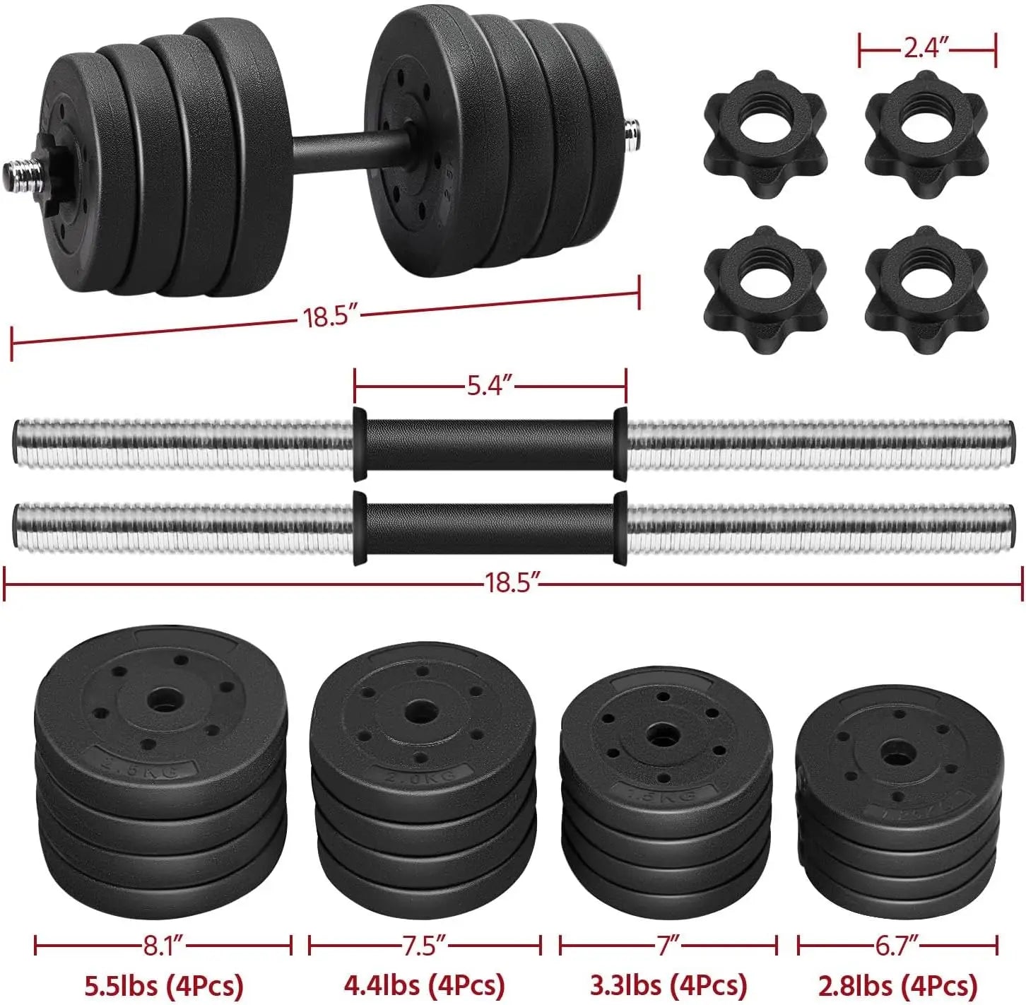 Adjustable Dumbbell Weight Set Yaheetech Fitness Exercise Home Equipment