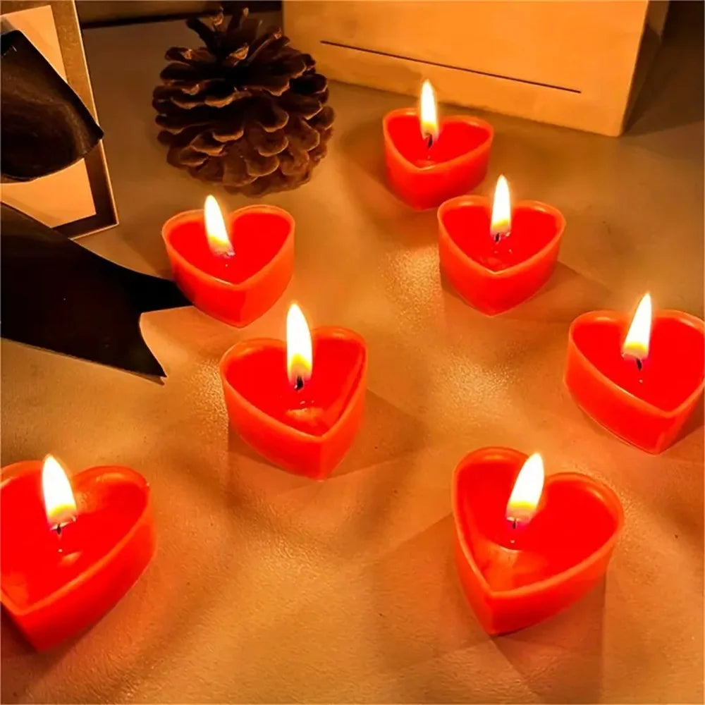 9pcs Heart-Shaped Scented Tea Light Candles Romantic Gift Set Decor