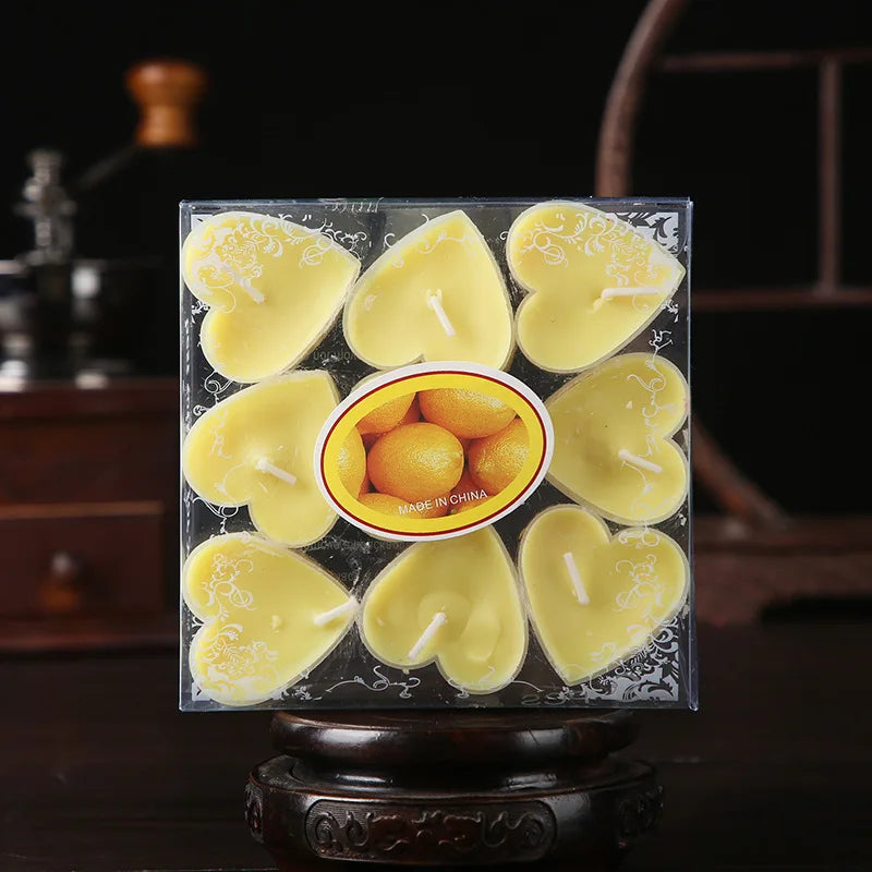 9pcs Heart-Shaped Scented Tea Light Candles Romantic Gift Set Decor
