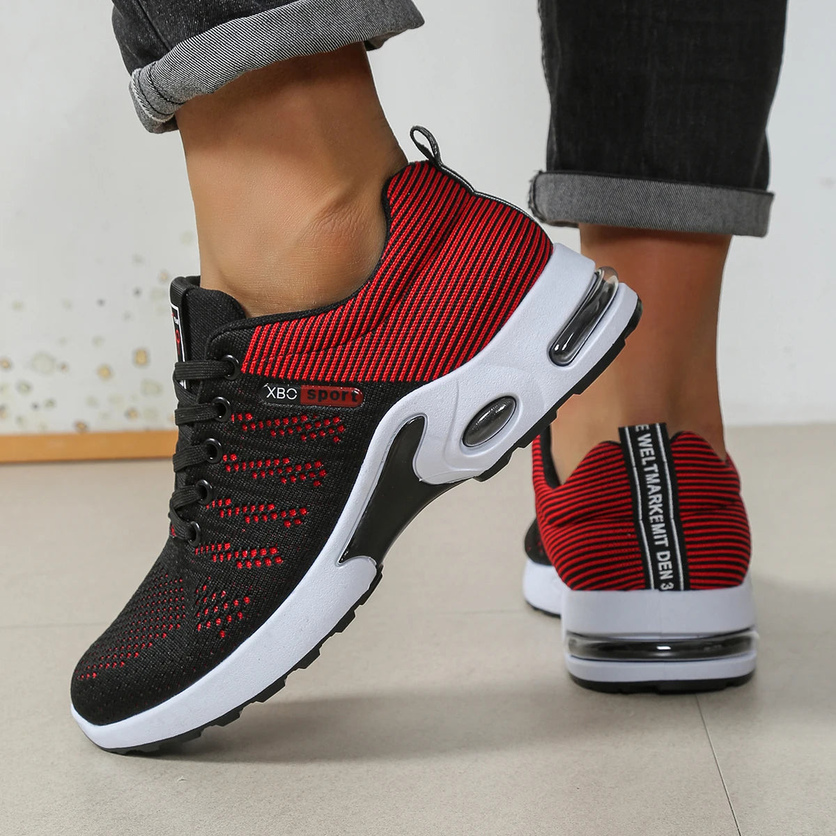 Men’s Breathable Lace-Up Running Sneakers Non-Slip Pillow Comfort Shoes