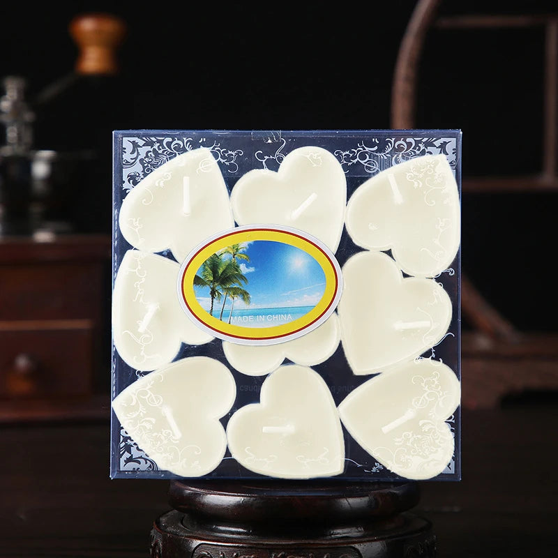 9pcs Heart-Shaped Scented Tea Light Candles Romantic Gift Set Decor